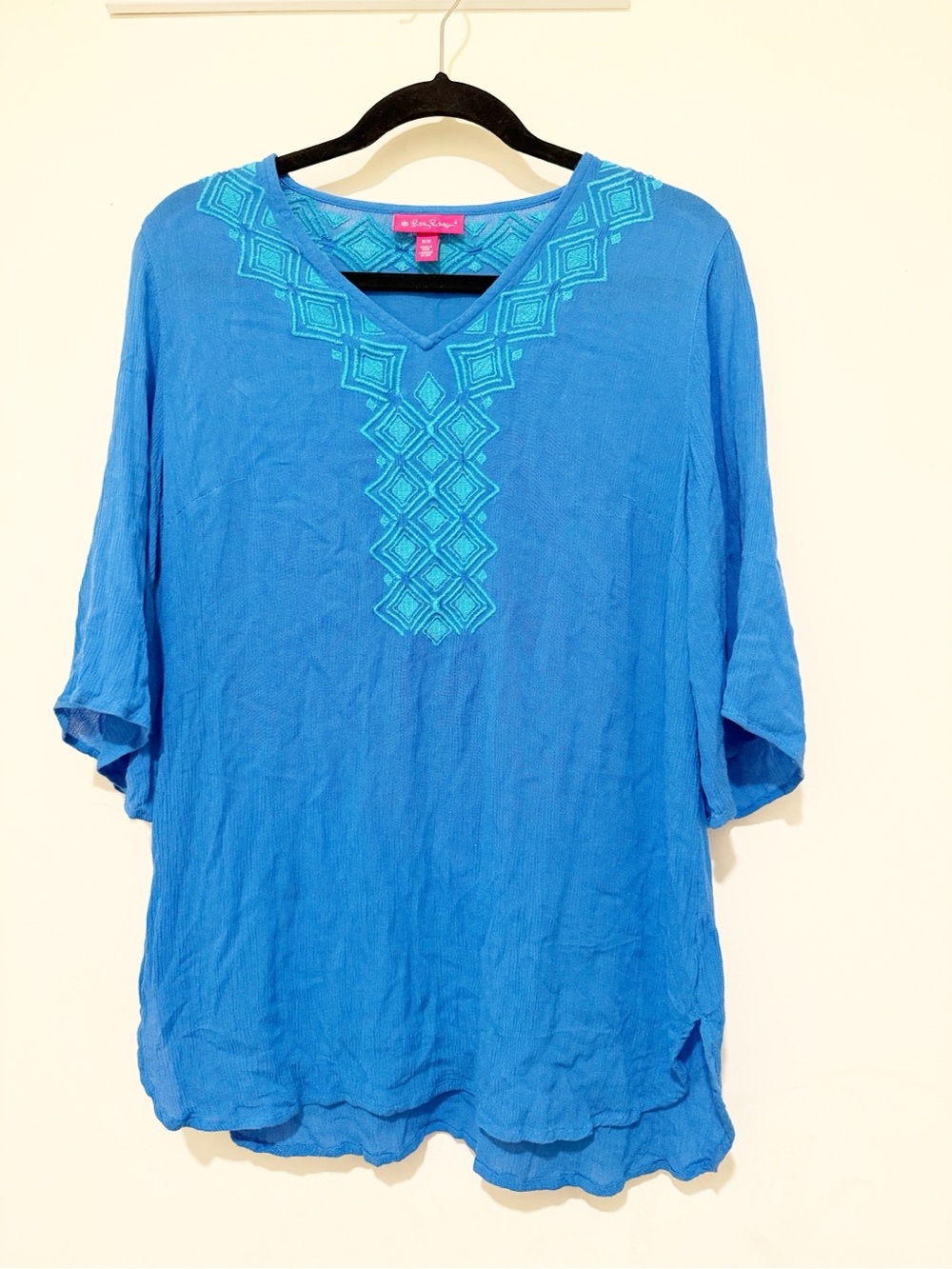 Lilly Pulitzer for Target Bright Blue Embroidered V-Neck Tunic